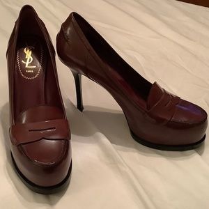 YSL Burgundy platform pumps size 38/8